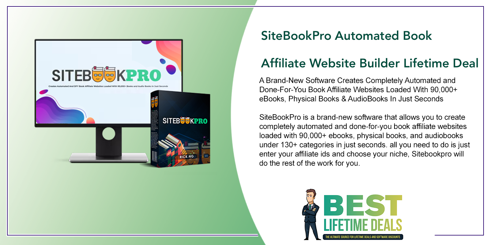 SiteBookPro Automated Book Affiliate Website Builder Lifetime Deal Featured Image