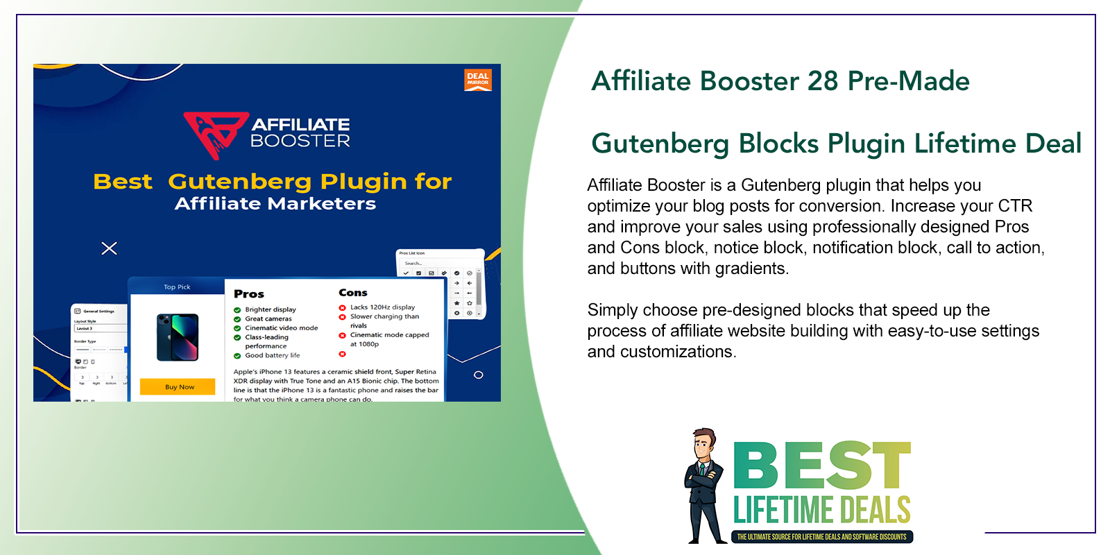 Affiliate Booster 28 Pre Made Gutenberg Blocks Plugin Lifetime Deal Featured Image