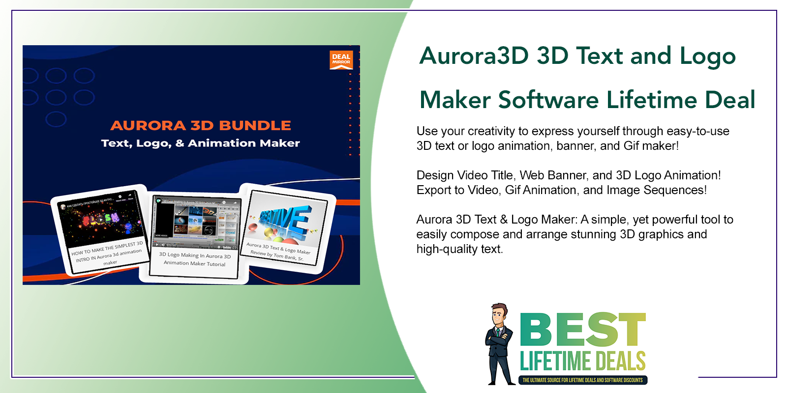 Aurora3D 3D Text and Logo Maker Software Lifetime Deal Featured Image