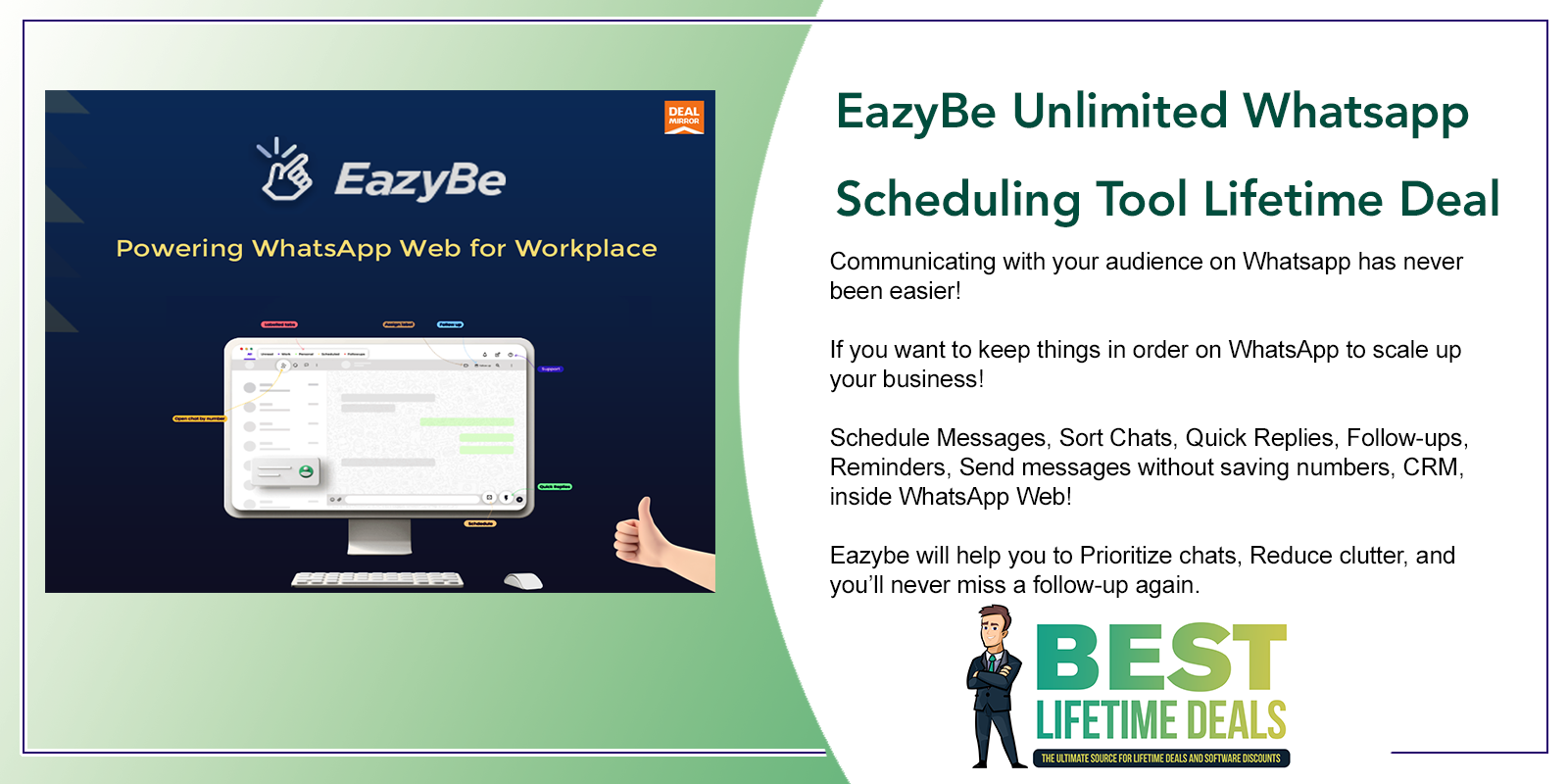 EazyBe Unlimited Whatsapp Scheduling Tool Lifetime Deal Featured Image