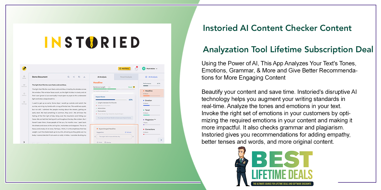 Instoried AI Content Checker Content Analyzation Tool Lifetime Subscription Deal Featured Image