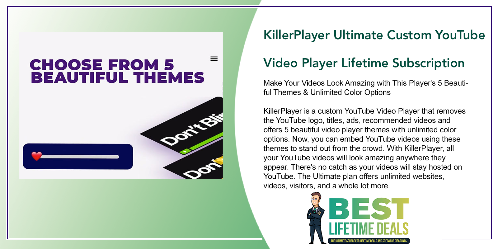 KillerPlayer Ultimate Custom YouTube Video Player Lifetime Subscription Featured Image