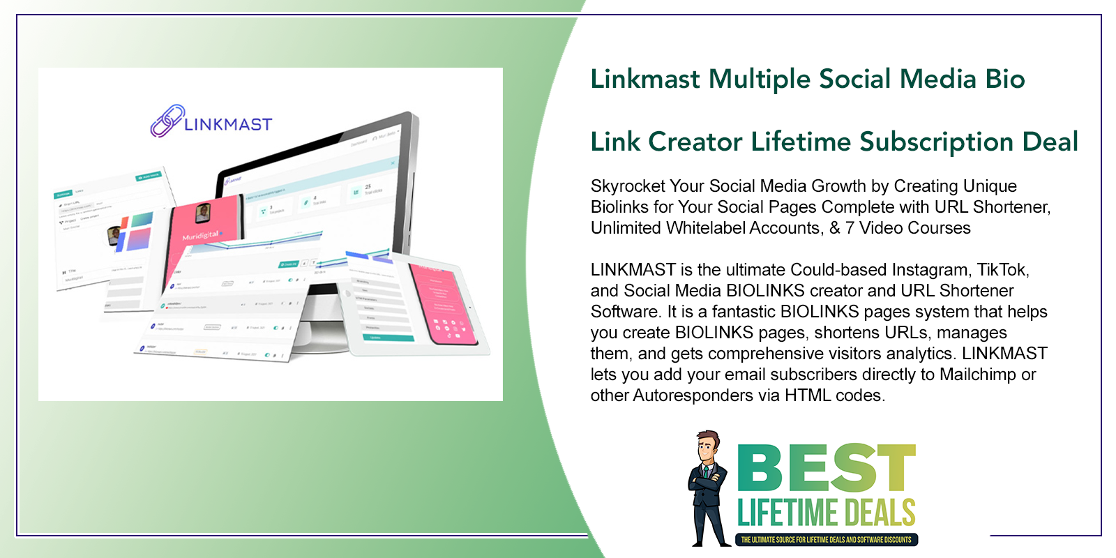 Linkmast Multiple Social Media Bio Link Creator Lifetime Subscription Deal Featured Image