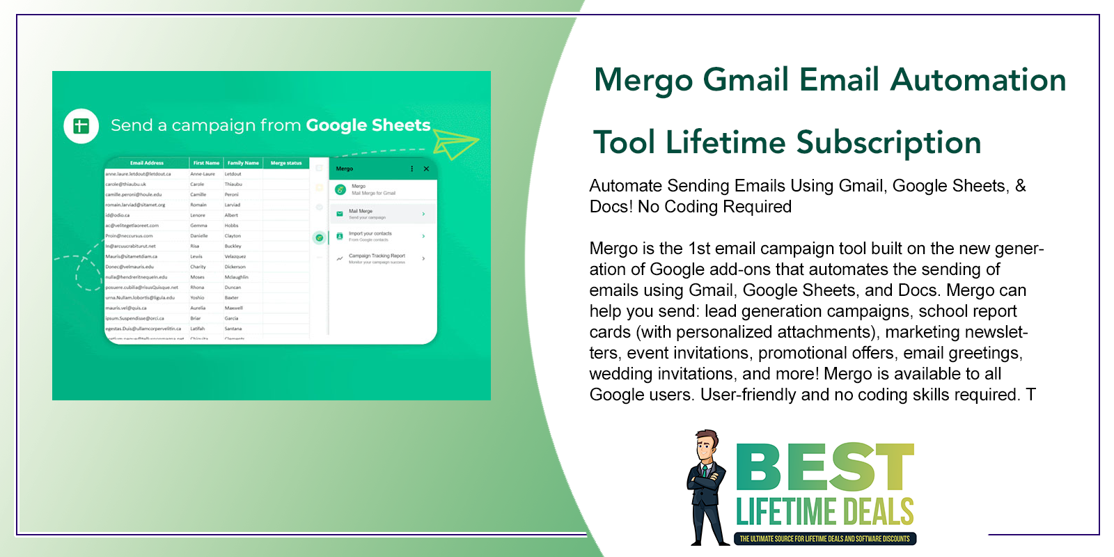 Mergo Gmail Email Automation Tool Lifetime Subscription Featured Image