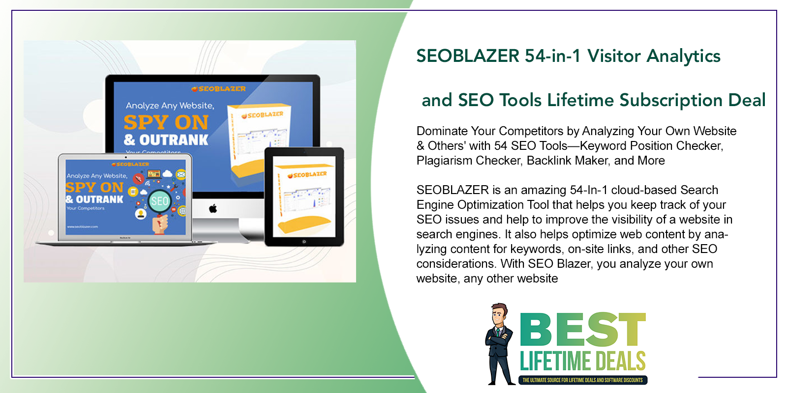 SEOBLAZER 54 in 1 Visitor Analytics and SEO Tools Lifetime Subscription Deal Featured Image