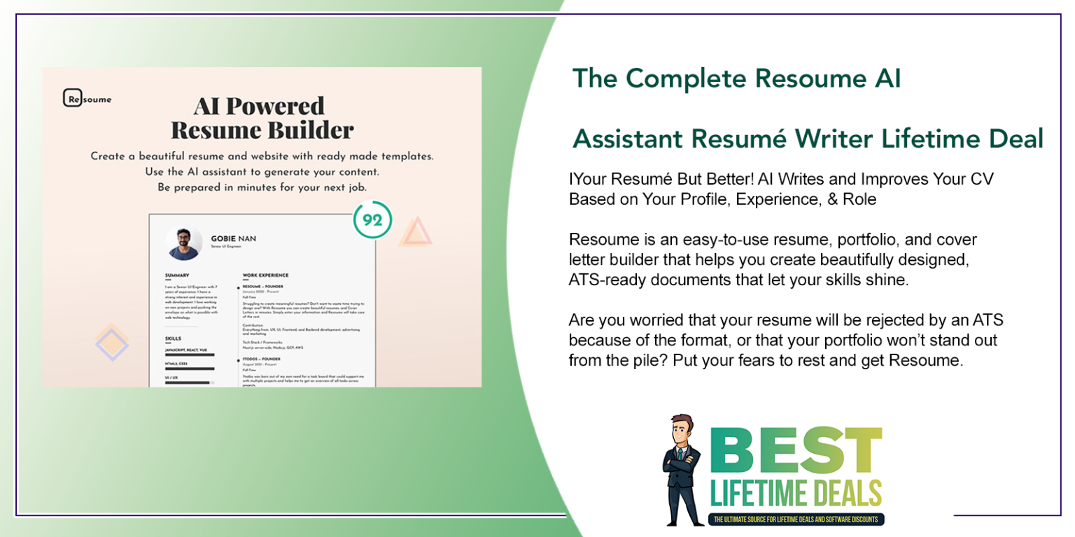 The Complete Resoume AI Assistant Resumé Writer Lifetime Deal