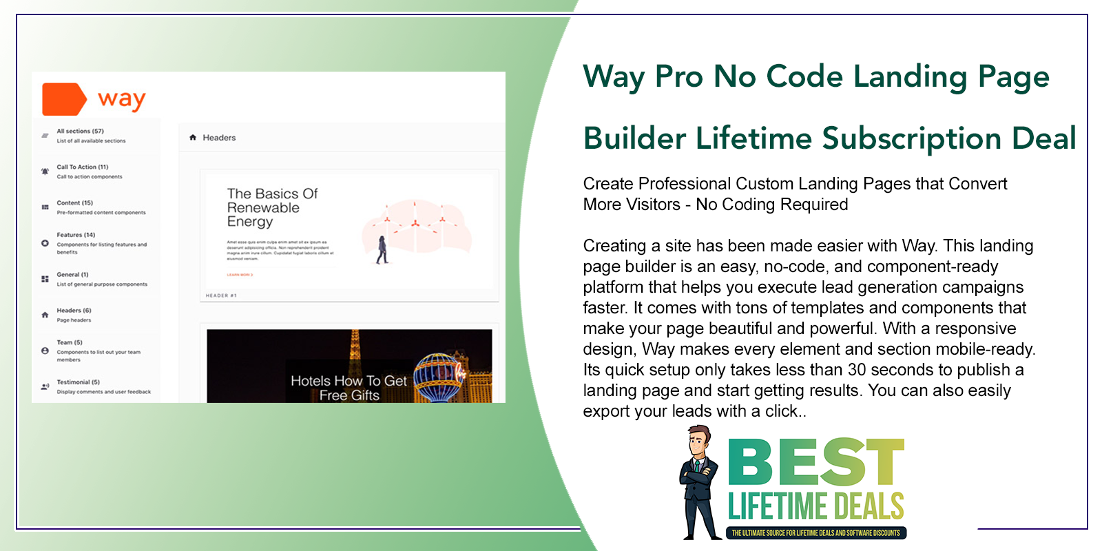 Way Pro No Code Landing Page Builder Lifetime Subscription Deal Featured Image