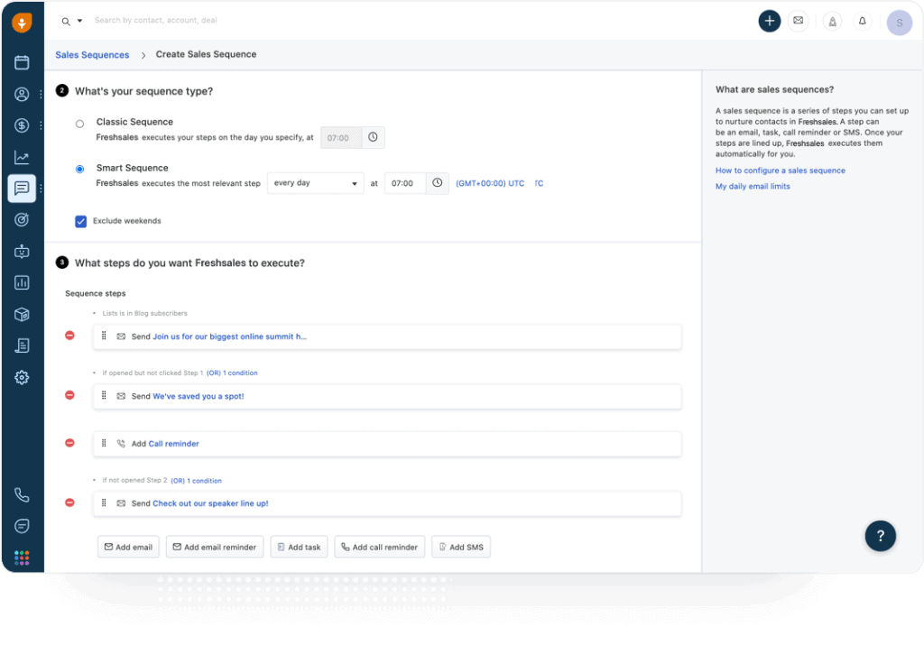 Freshsales CRM Sales sequences