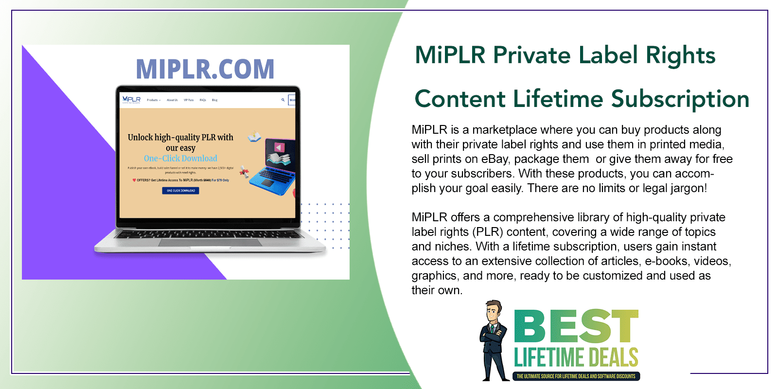 MiPLR Private Label Rights Content Lifetime Subscription Featured Image
