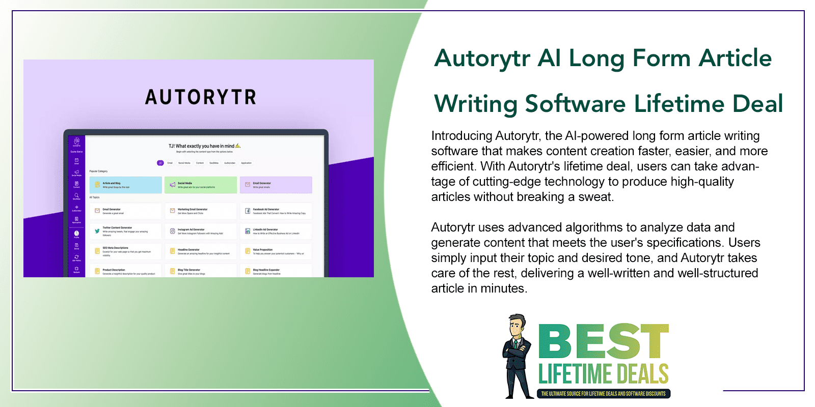 Autorytr AI Long Form Article Writing Software Lifetime Deal Featured Image