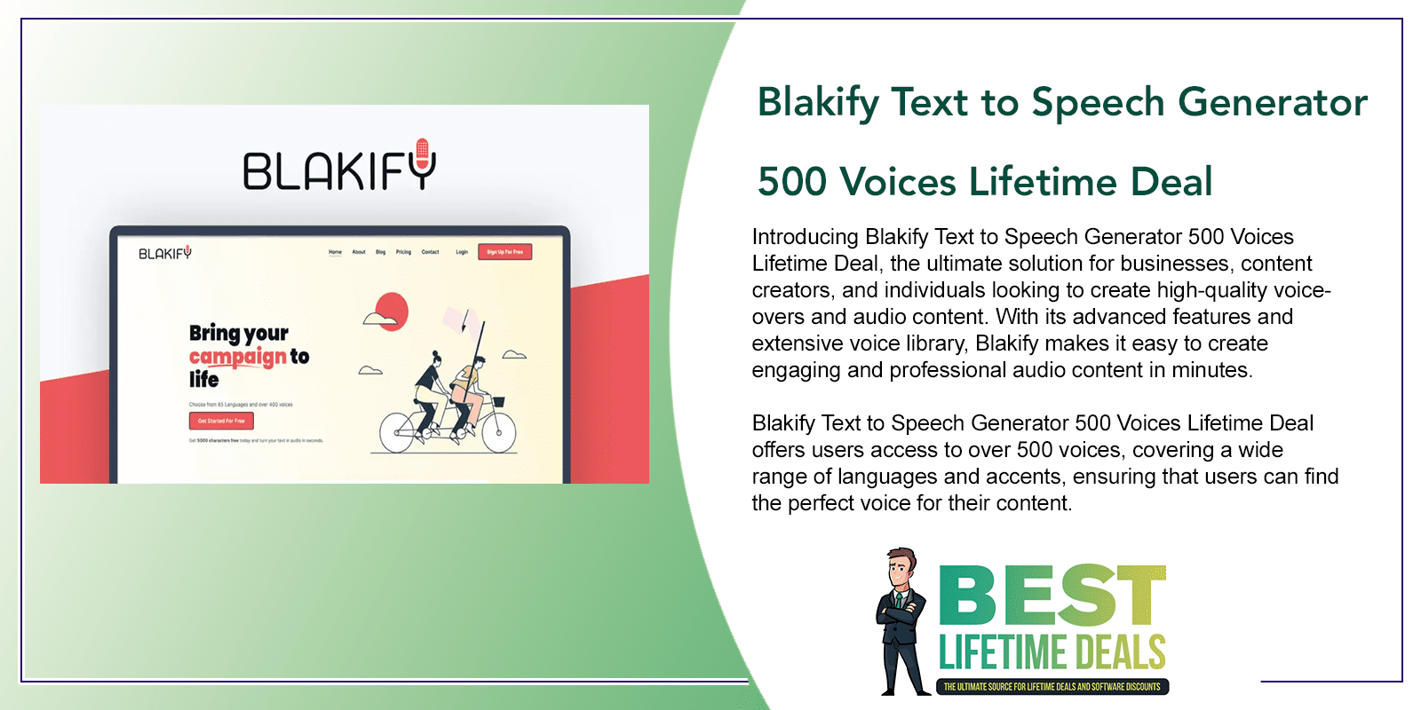 Blakify Text to Speech Generator 500 Voices Featured Image