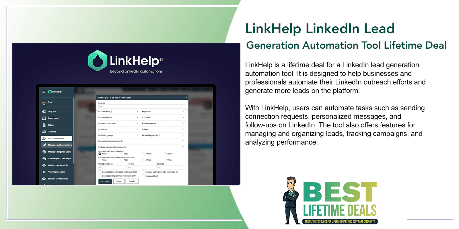 LinkHelp LinkedIn Lead Generation Automation Tool Lifetime Deal 1