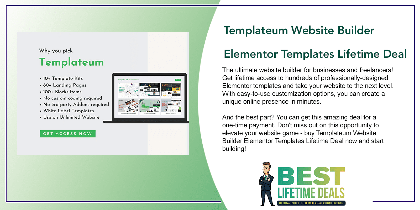 Templateum Website Builder Elementor Templates Lifetime Deal Featured Image