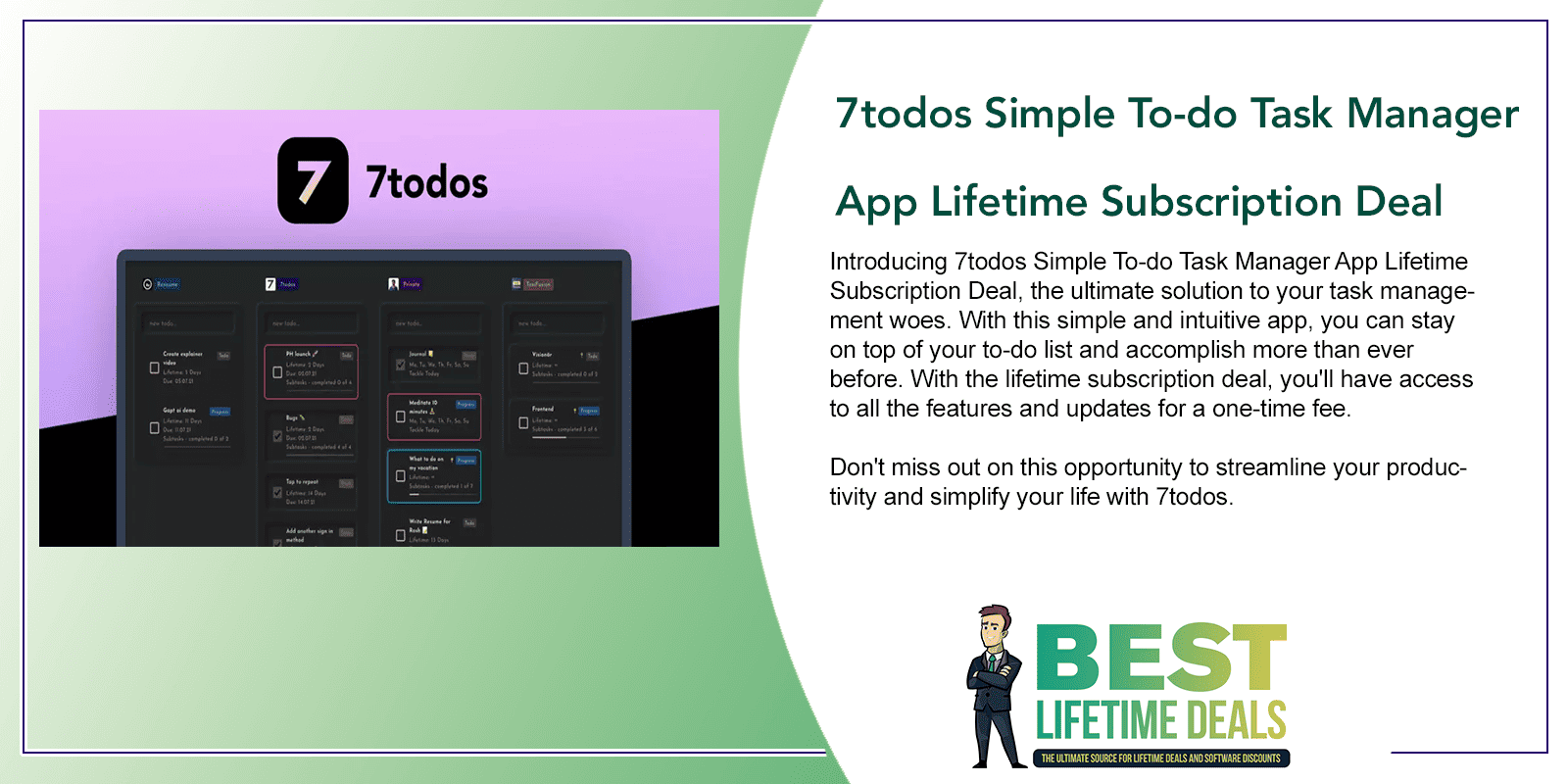 7todos Simple To do Task Manager App Lifetime Subscription Deal Featured Image