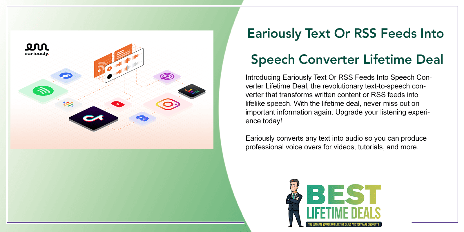Eariously Text Or RSS Feeds Into Speech Converter Lifetime Deal Featured Image