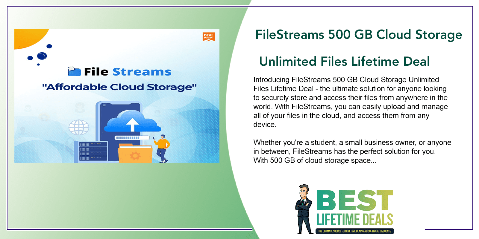 FileStreams 500 GB Cloud Storage Unlimited Files Lifetime Deal Featured Image