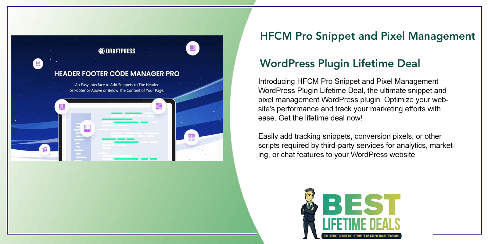HFCM Pro Snippet and Pixel Management WordPress Plugin Lifetime Deal Featured Image