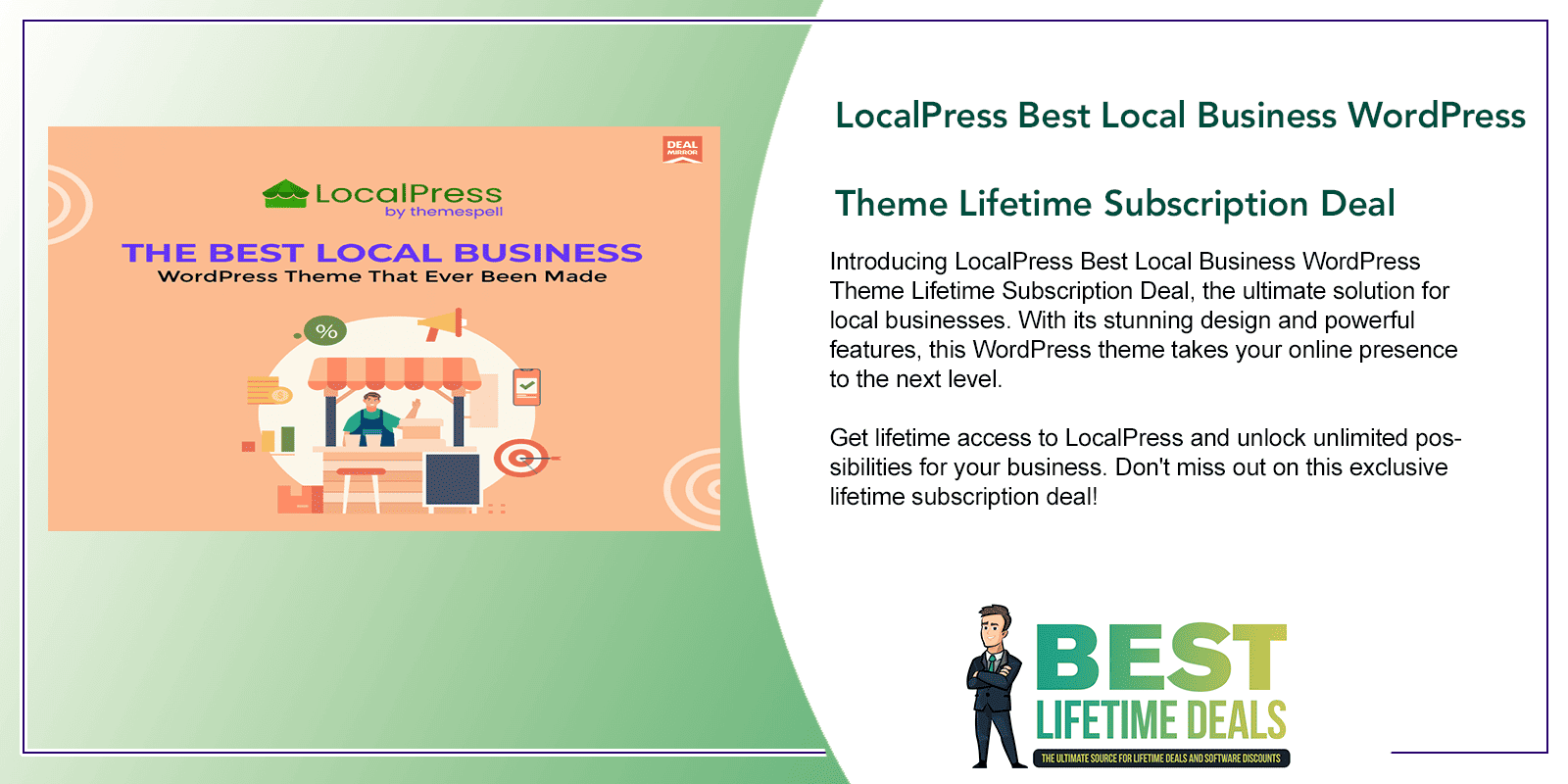 LocalPress Best Local Business WordPress Theme Lifetime Subscription Deal Featured Image
