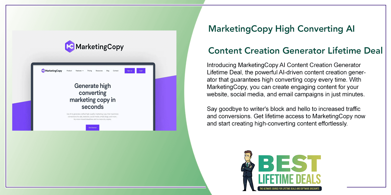 MarketingCopy High Converting AI Content Creation Generator Lifetime Deal Featured Image