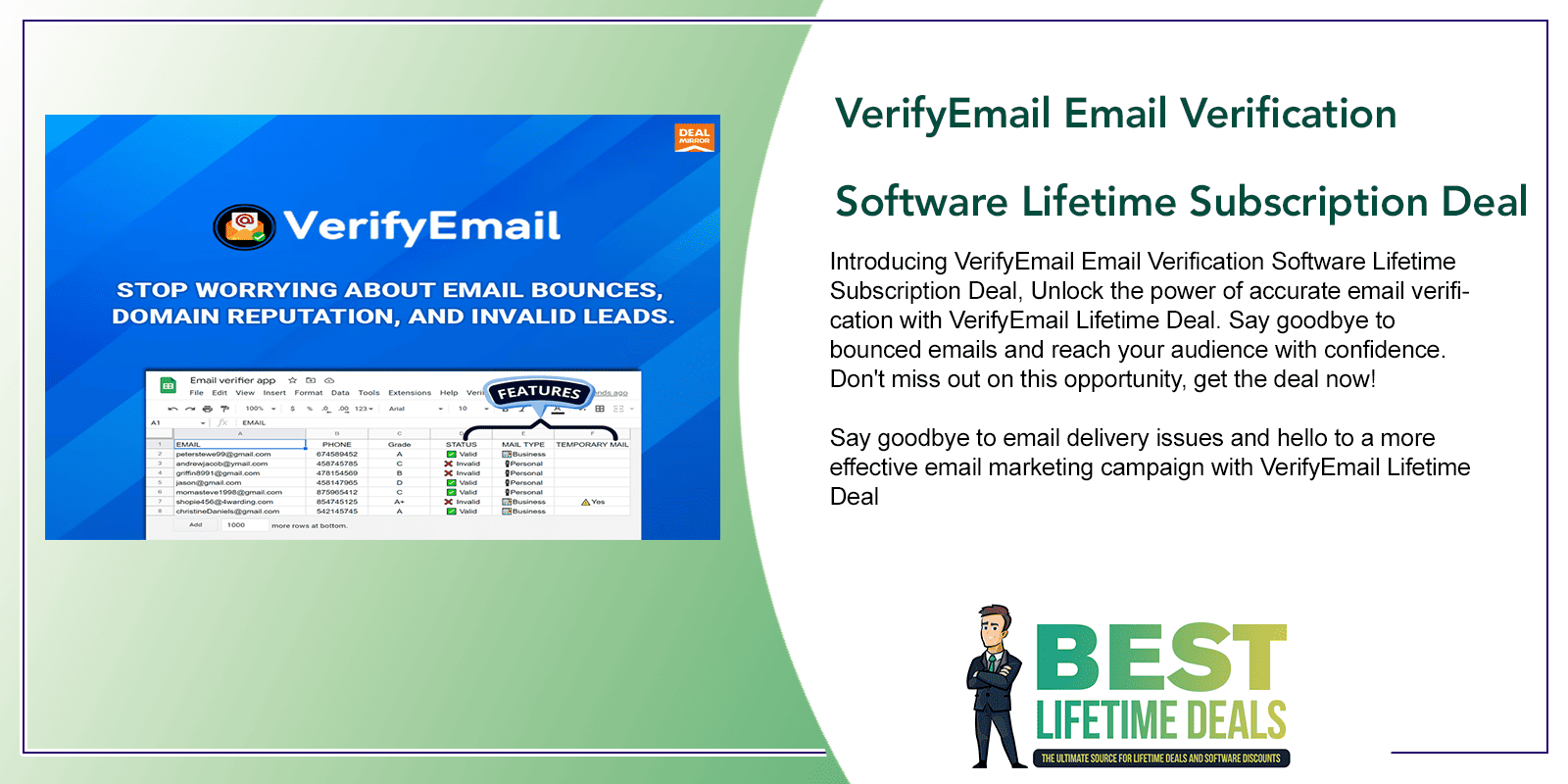 VerifyEmail Email Verification Software Lifetime Subscription Deal Featured Image