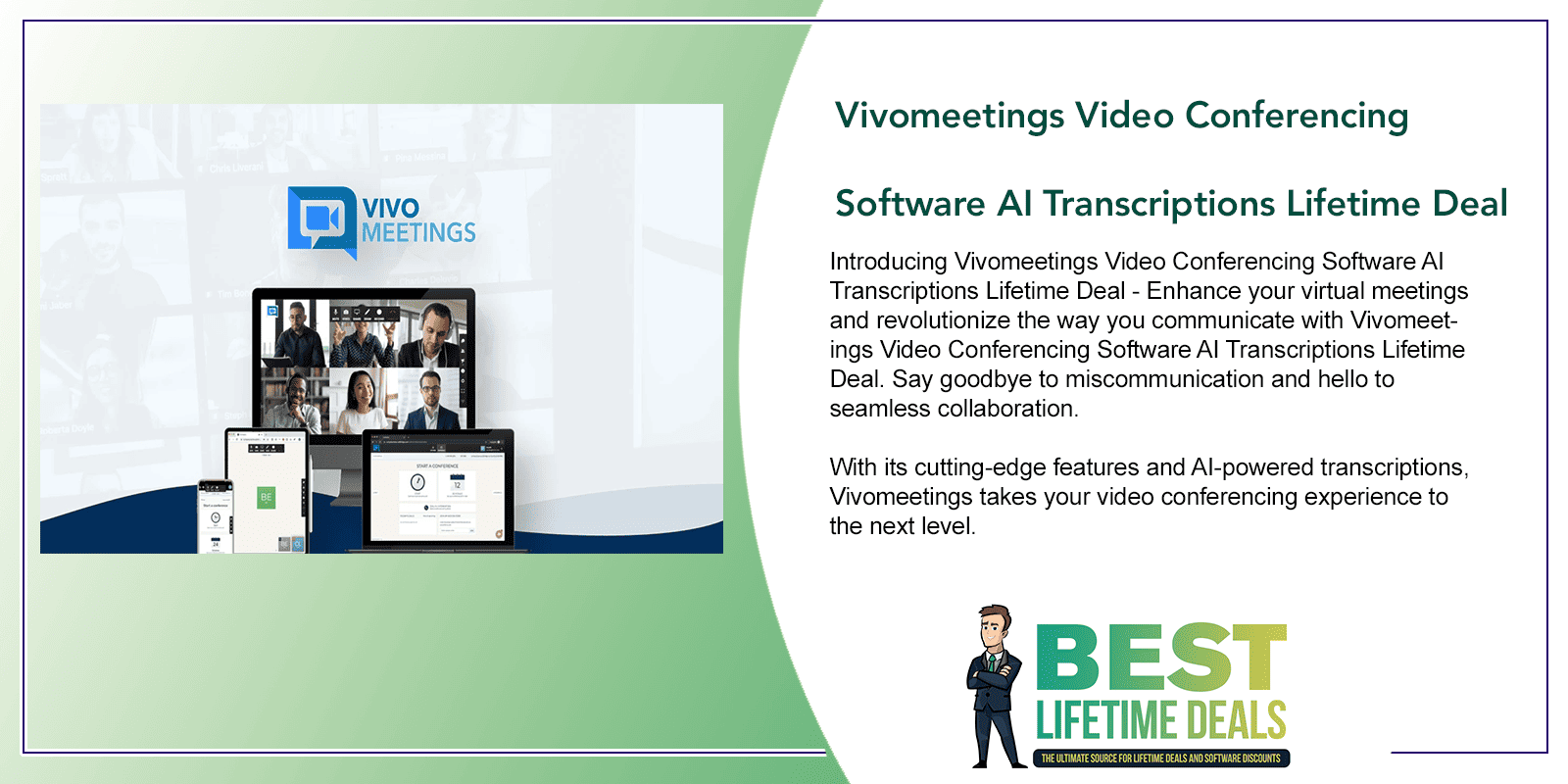 Vivomeetings Video Conferencing Software AI Transcriptions Lifetime Deal Featured Image