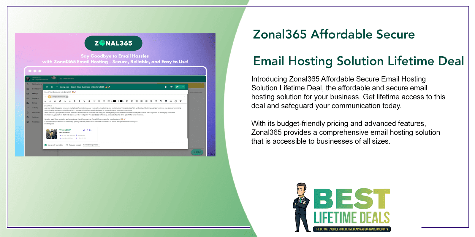 Zonal365 Affordable Secure Email Hosting Solution Lifetime Deal Featured Image
