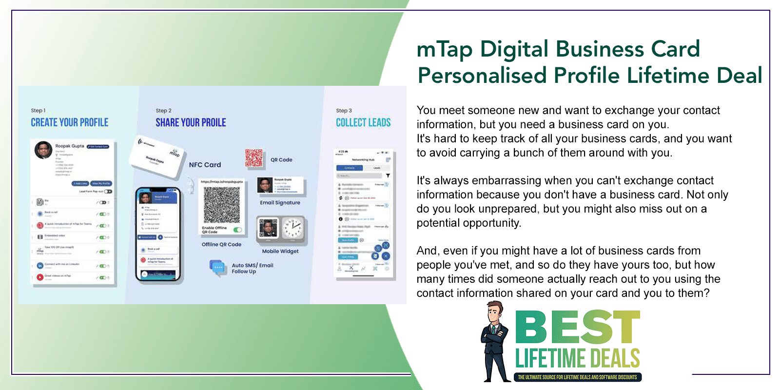 mTap Digital Business Card Personalised Profile Lifetime Deal
