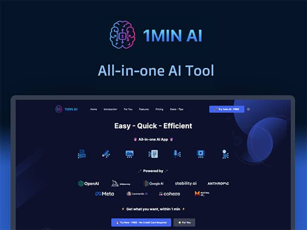 1minAI AI Content Writer and Image Generator Tool 1