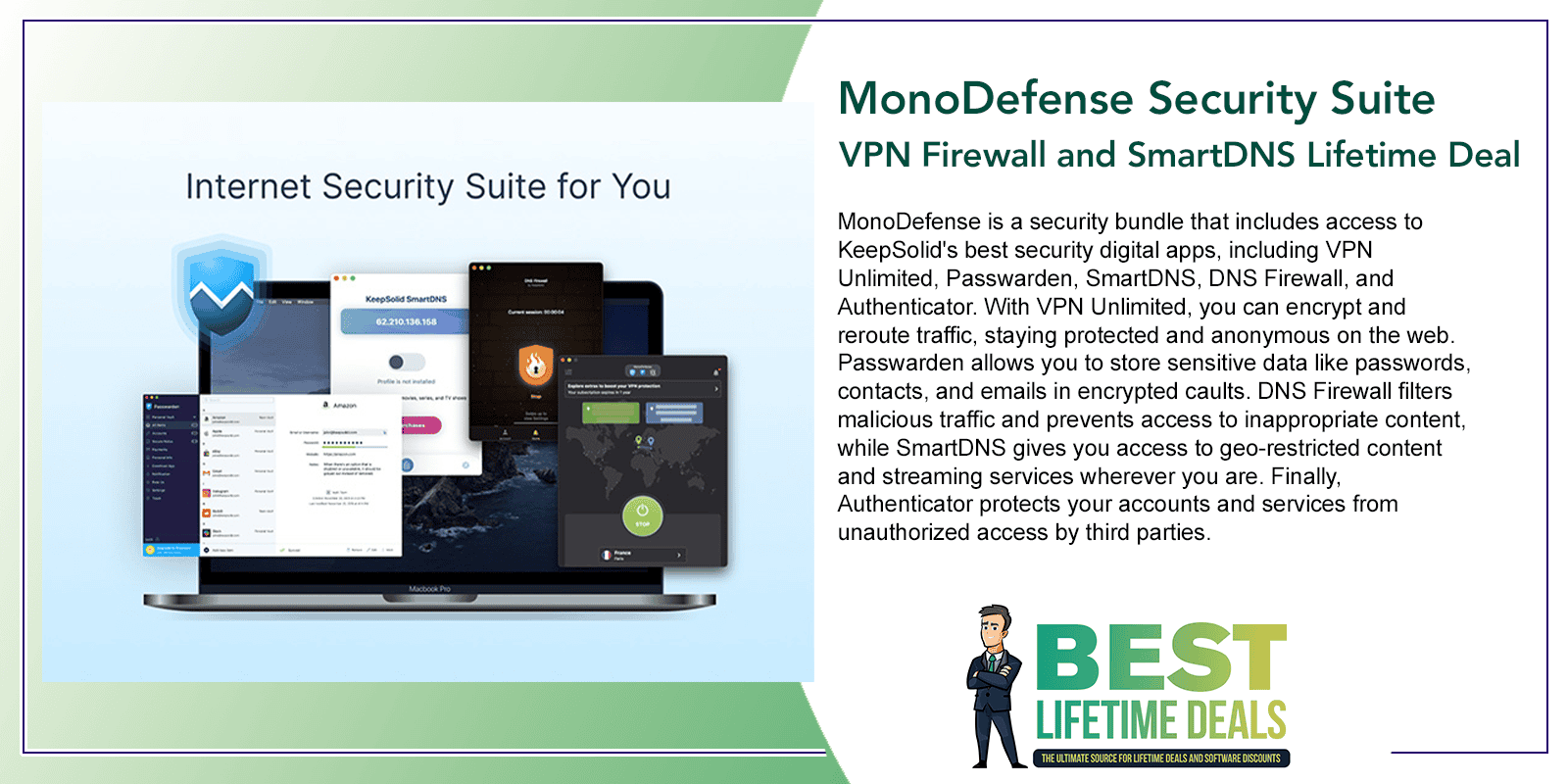 MonoDefense Security Suite VPN Firewall and SmartDNS Lifetime Deal