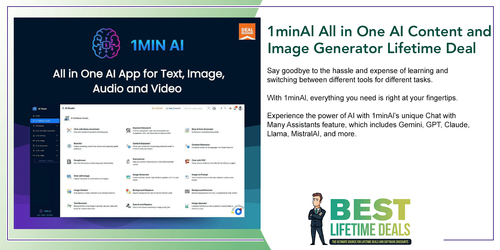 1minAl All in One AI Content and Image Generator Lifetime Deal