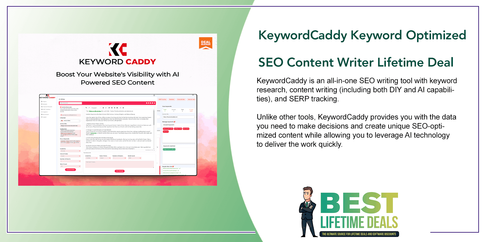 KeywordCaddy Keyword Optimized SEO Content Writer Lifetime Deal Featured Image