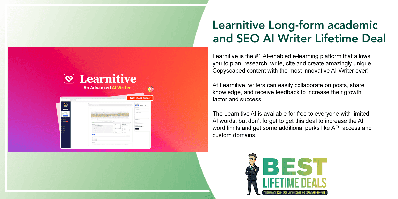 Learnitive Long form academic and SEO AI Writer Lifetime Deal