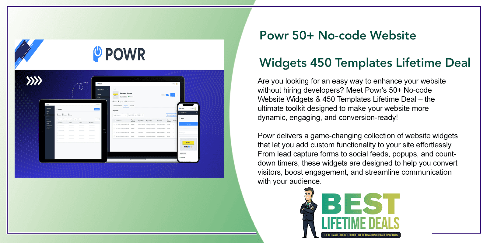 Powr 50+ No code Website Widgets 450 Templates Lifetime Deal Featured Image