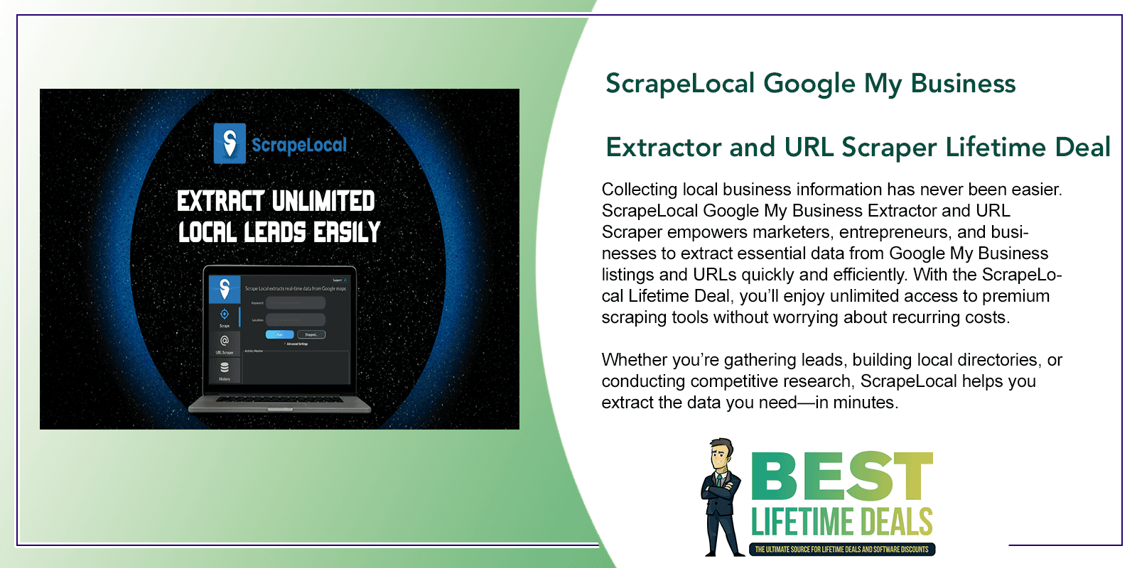 ScrapeLocal Google My Business Extractor and URL Scraper Lifetime Deal Featured Image