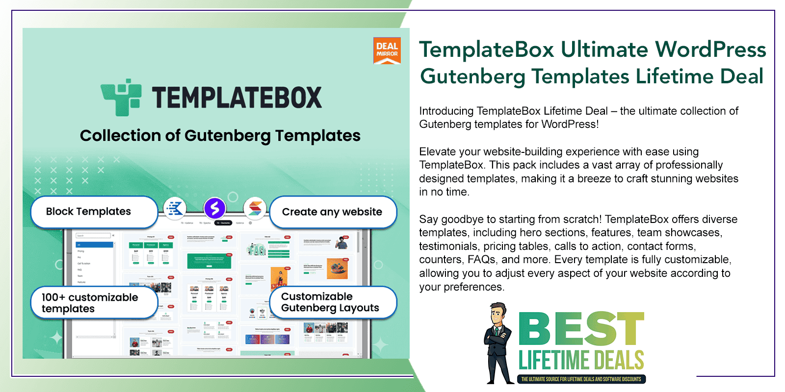 TemplateBox Ultimate WordPress Gutenberg Templates Lifetime Deal