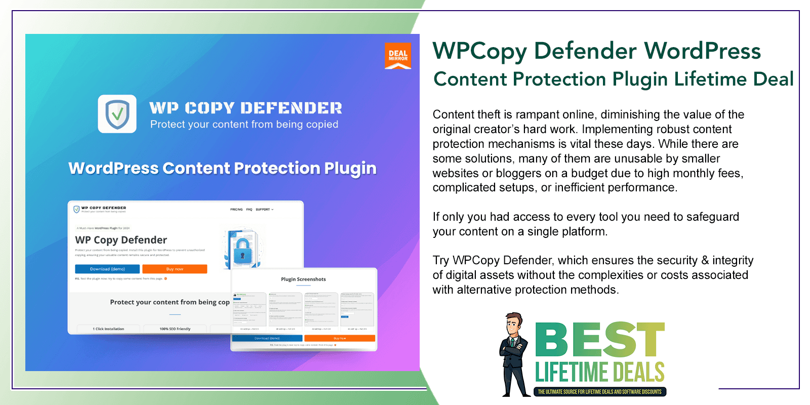 WPCopy Defender WordPress Content Protection Plugin Lifetime Deal