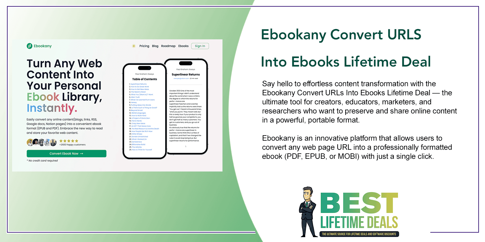 Ebookany Convert URLS Into Ebooks Lifetime Deal Featured Image