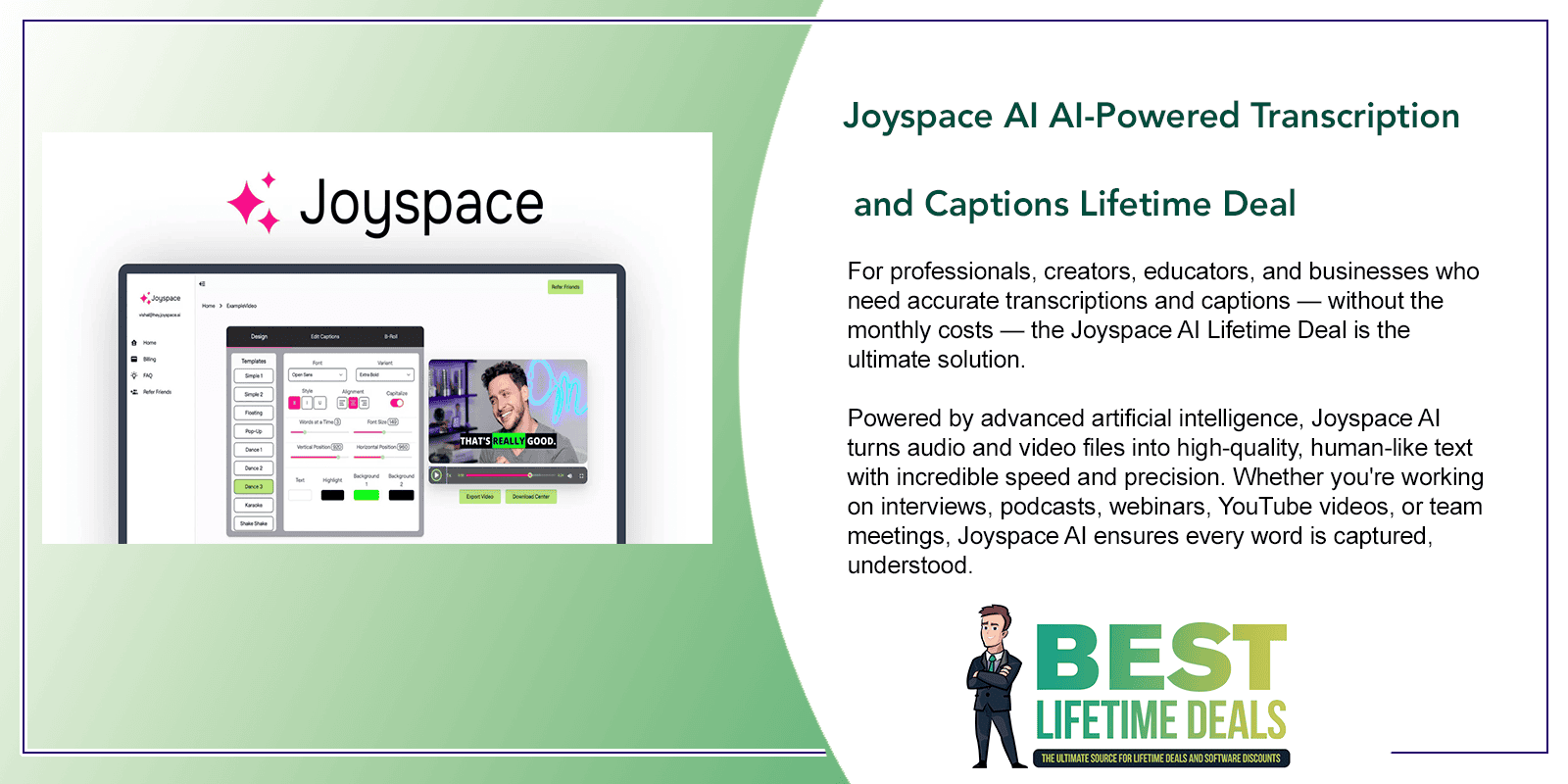 Joyspace AI AI Powered Transcription and Captions Lifetime Deal Featured Image