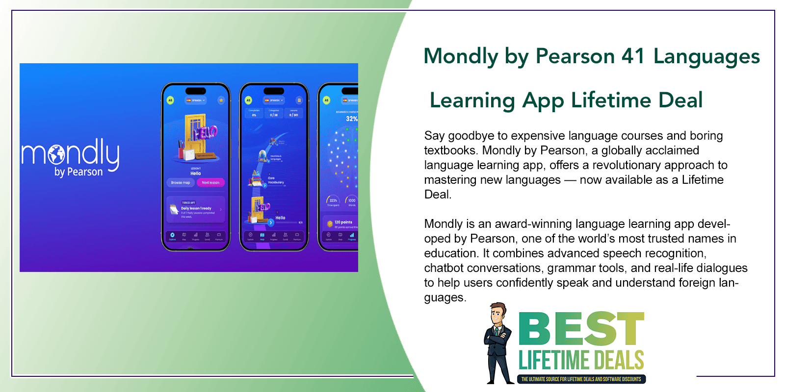 Mondly by Pearson 41 Languages Learning App Lifetime Deal Featured Image