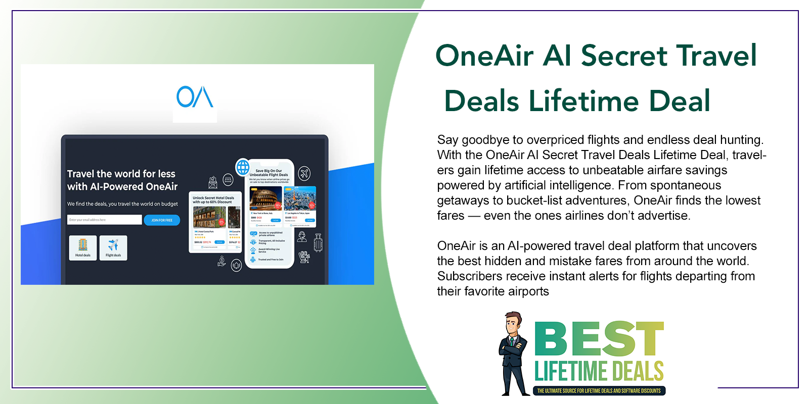 OneAir AI Secret Travel Deals Lifetime Deal Featured Image