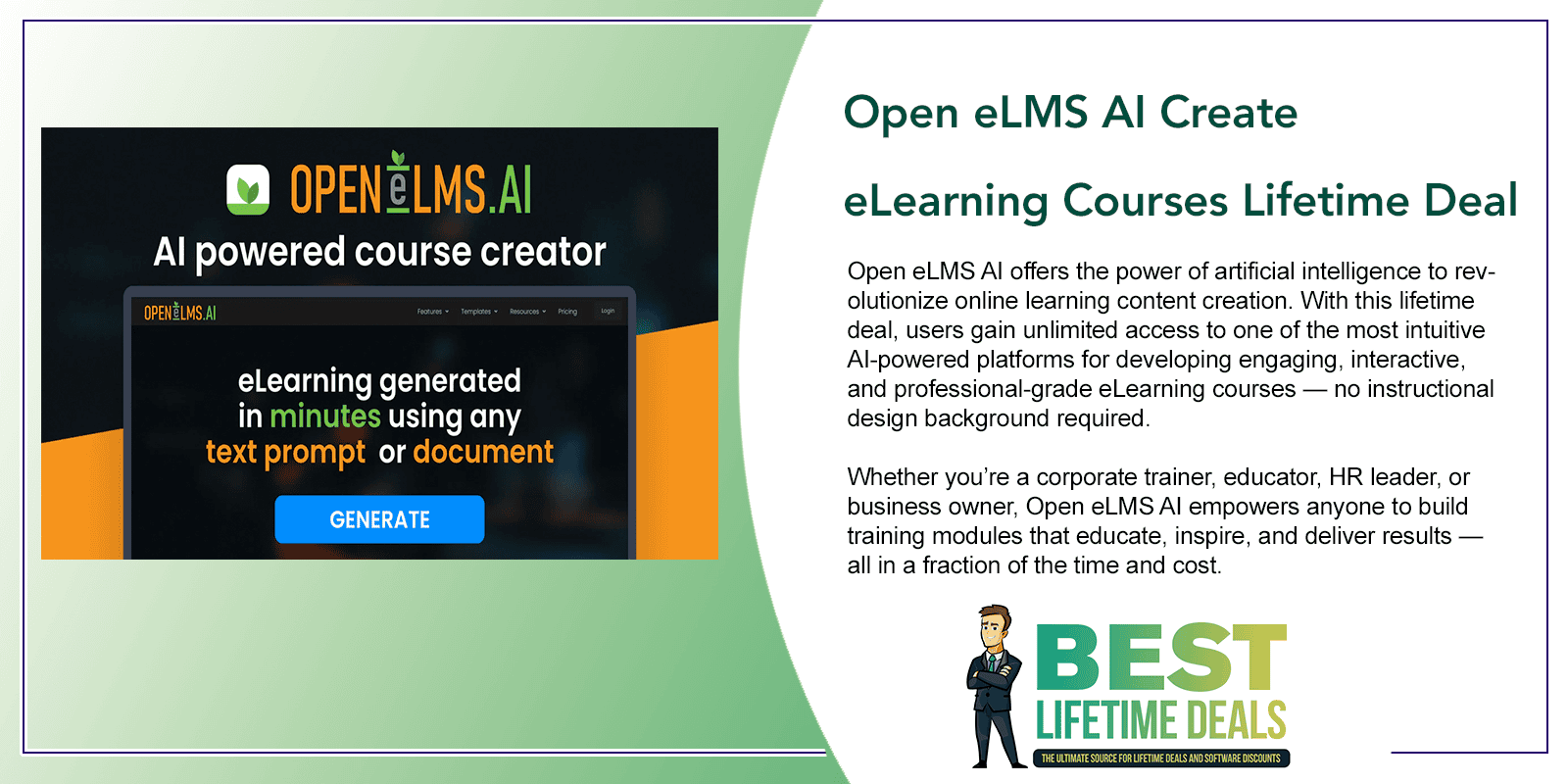 Open eLMS AI Create eLearning Courses Lifetime Deal Featured Image