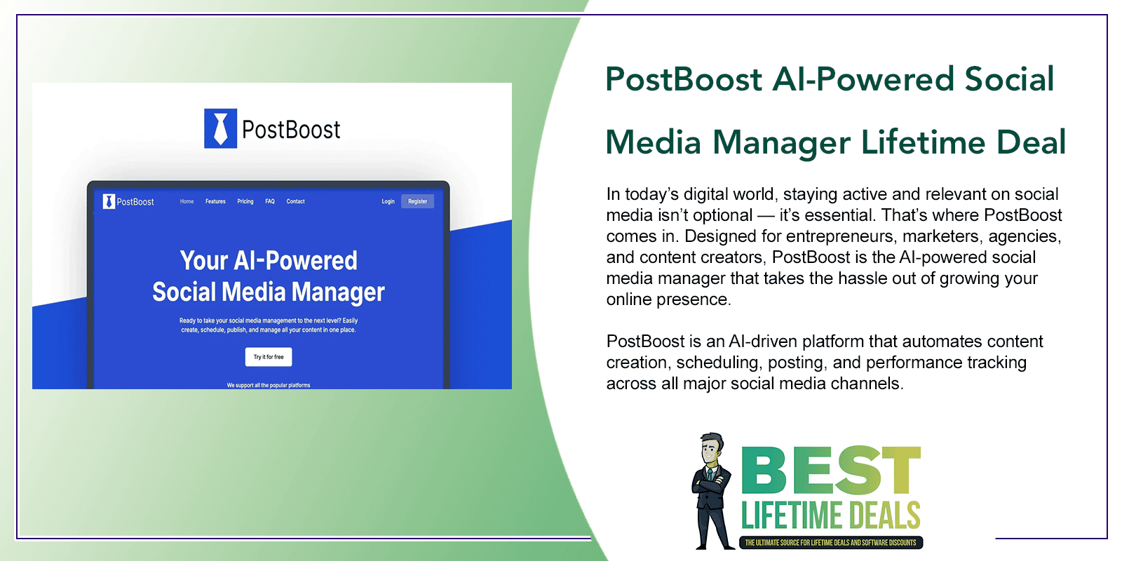 PostBoost AI Powered Social Media Manager Lifetime Deal Featured Image