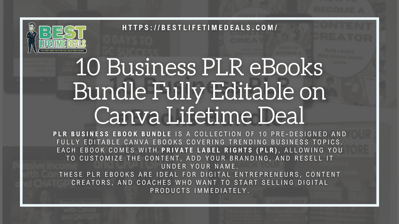 10 Business PLR eBooks Bundle Fully Editable on Canva Lifetime Deal