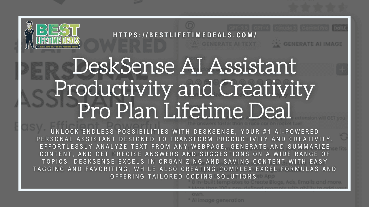 DeskSense AI Assistant Productivity and Creativity Pro Plan Lifetime Deal