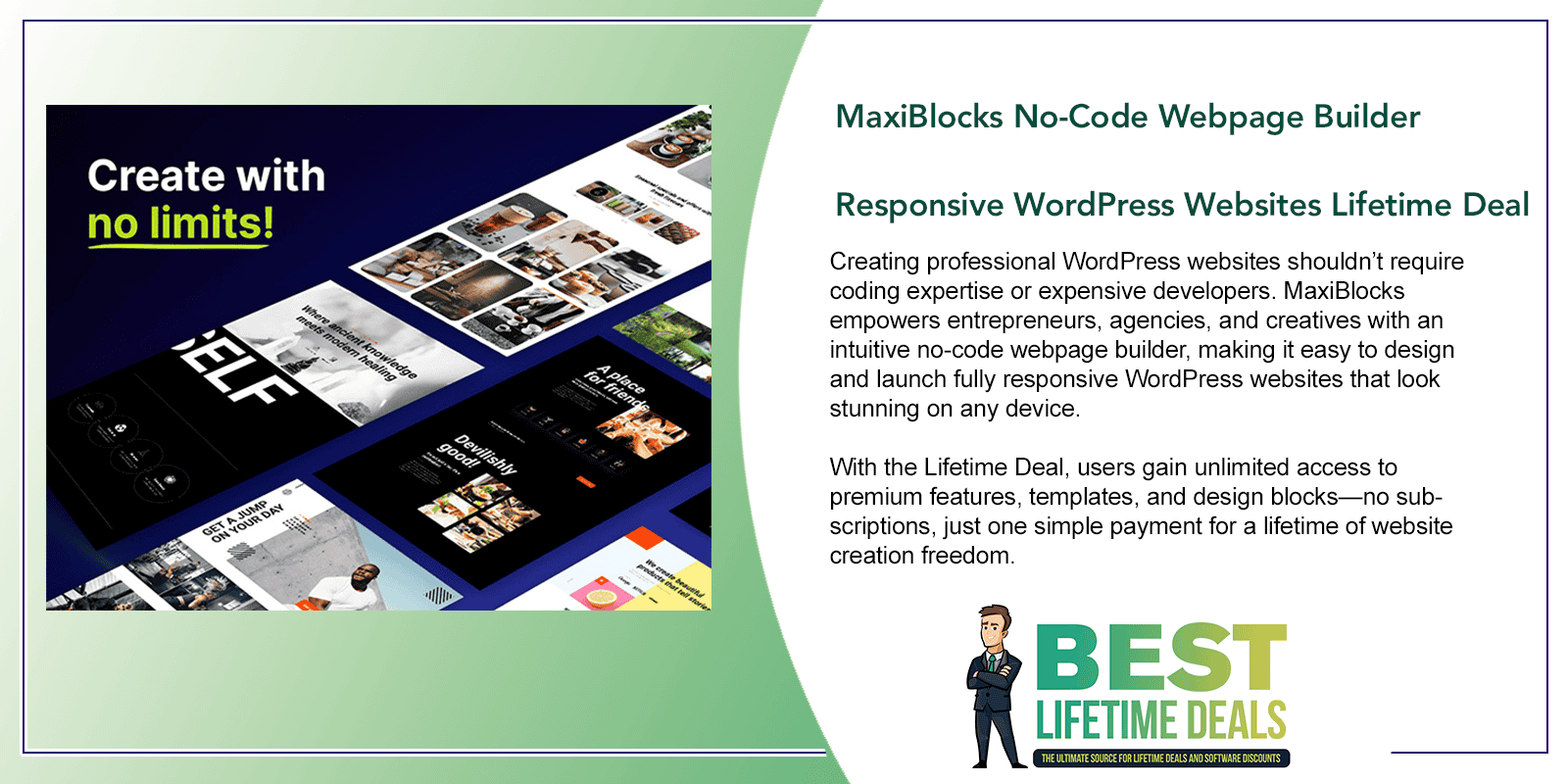 MaxiBlocks No Code Webpage Builder Responsive WordPress Websites Lifetime Deal Featured Image