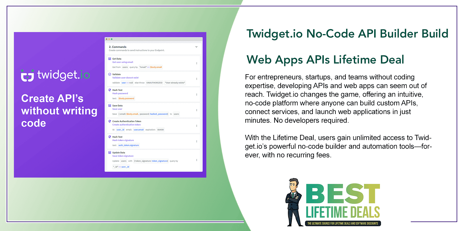 Twidget.io No Code API Builder Build Web Apps APIs Lifetime Deal