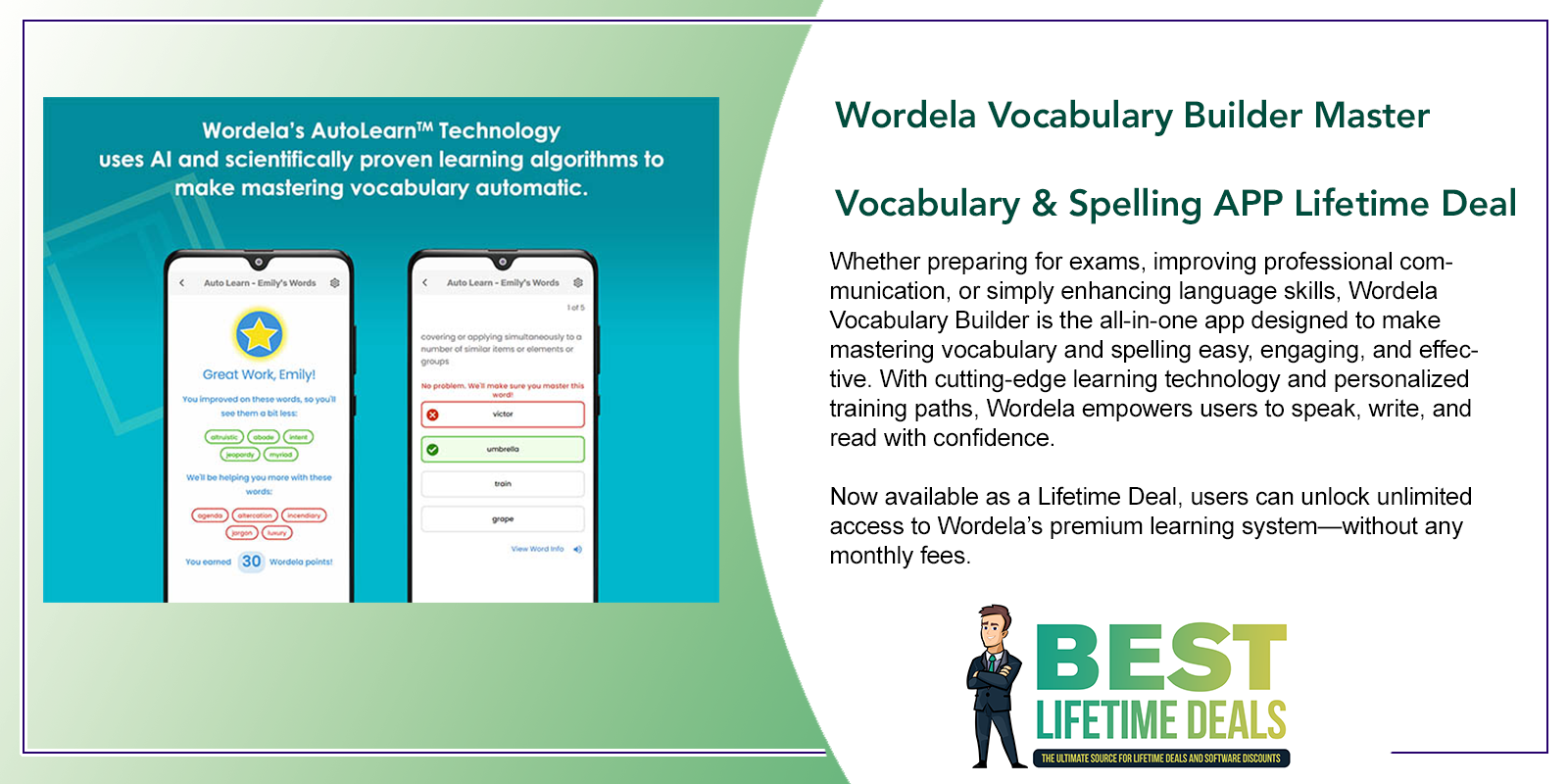 Wordela Vocabulary Builder Master Vocabulary & Spelling APP Lifetime Deal Featured Image