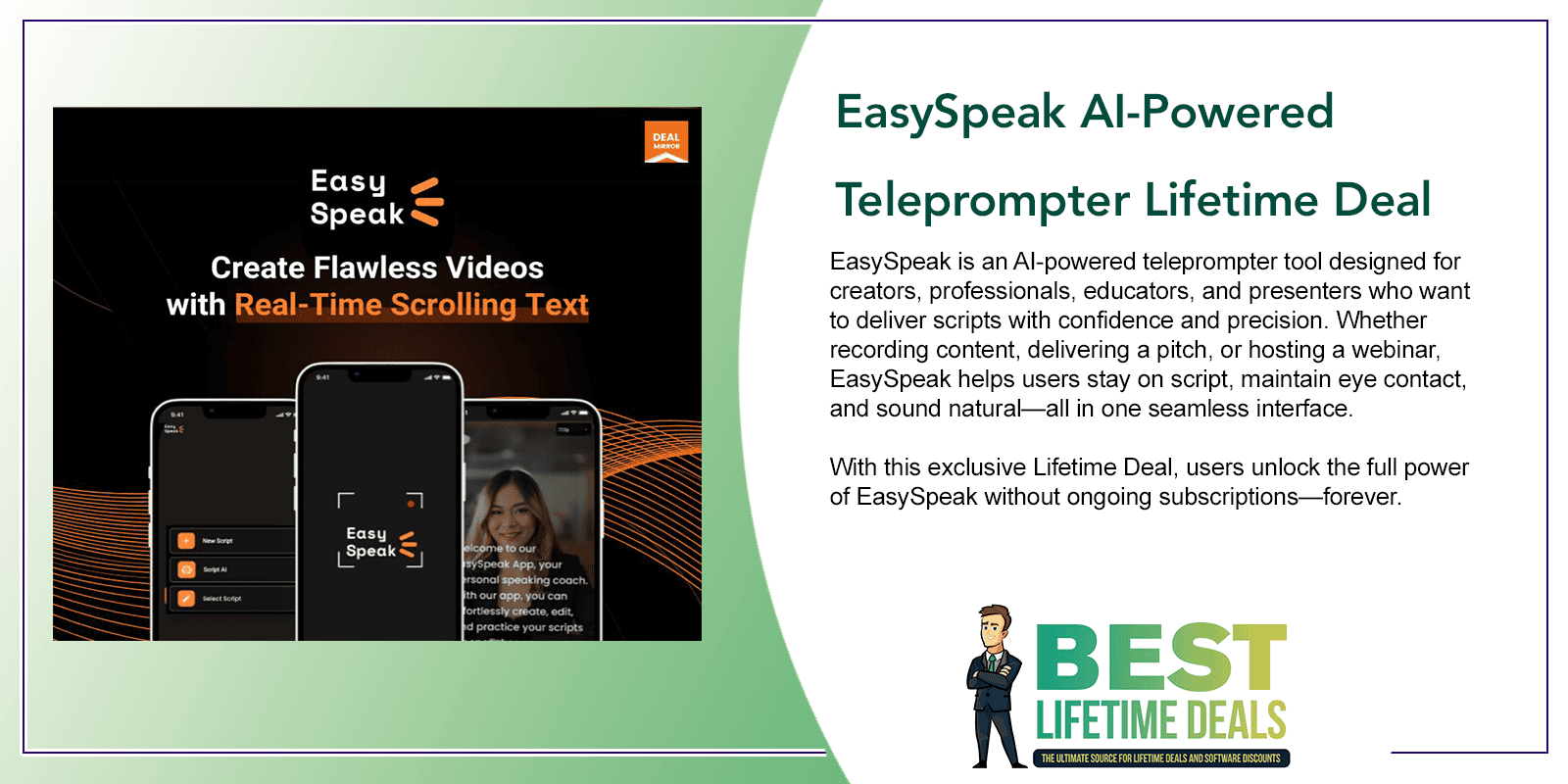 EasySpeak AI Powered Teleprompter Lifetime Deal Featured Image