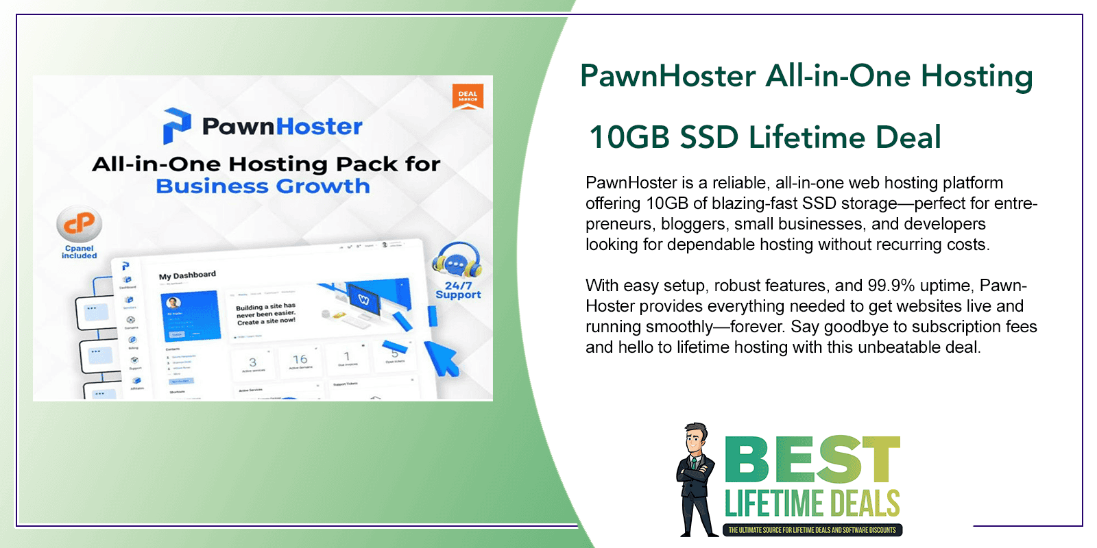 PawnHoster All in One Hosting 10GB SSD Lifetime Deal Featured Image