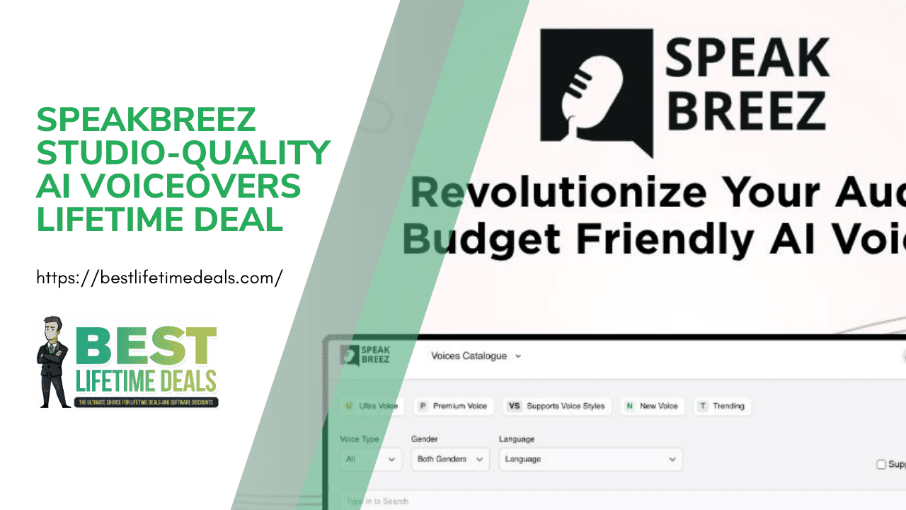 SpeakBreez Studio Quality AI Voiceovers Lifetime Deal